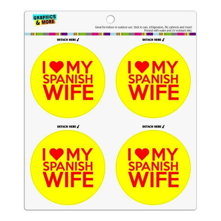 

I Love My Spanish Wife Refrigerator Fridge Locker Vinyl Circle Magnet Set