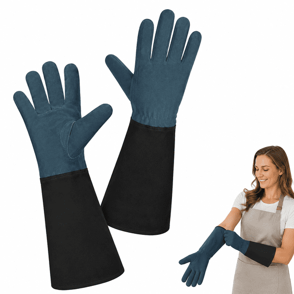 Long Gardening Gloves Women, Gardening Gloves Thorn Proof, Cactus Gloves, Yard Gloves, Gardening Gifts for Women, Long Leather Work Gloves for Rose Bushes Pruning