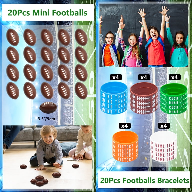 Football Party Favors Set - 24 Slap Bracelets, 10 Tattoos, 30 Eye Black Stickers, 50 Stickers For Goodie Bags