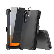 Xhy Samsung Galaxy A15 5G Case with Belt Clip Holster Privacy Screen and Lens Protector Military Grade Heavy Duty Protection 3 in 1 Shockproof Armor Rugged Durable for Galaxy A15 5G Phone - Black