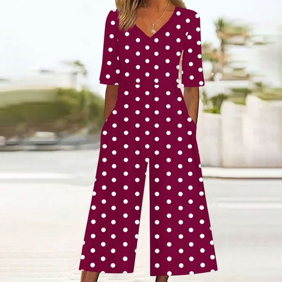 Wensltd Women Summer Floral Print Casual Short Sleeve Side Pocket Jumpsuit Pants