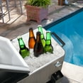 thumbnail image 3 of Zimtown 80QT Cooler Cart Rolling with Shelf Wood Grain Accent Outdoor Bar Cart with Cooler Gray, 3 of 7