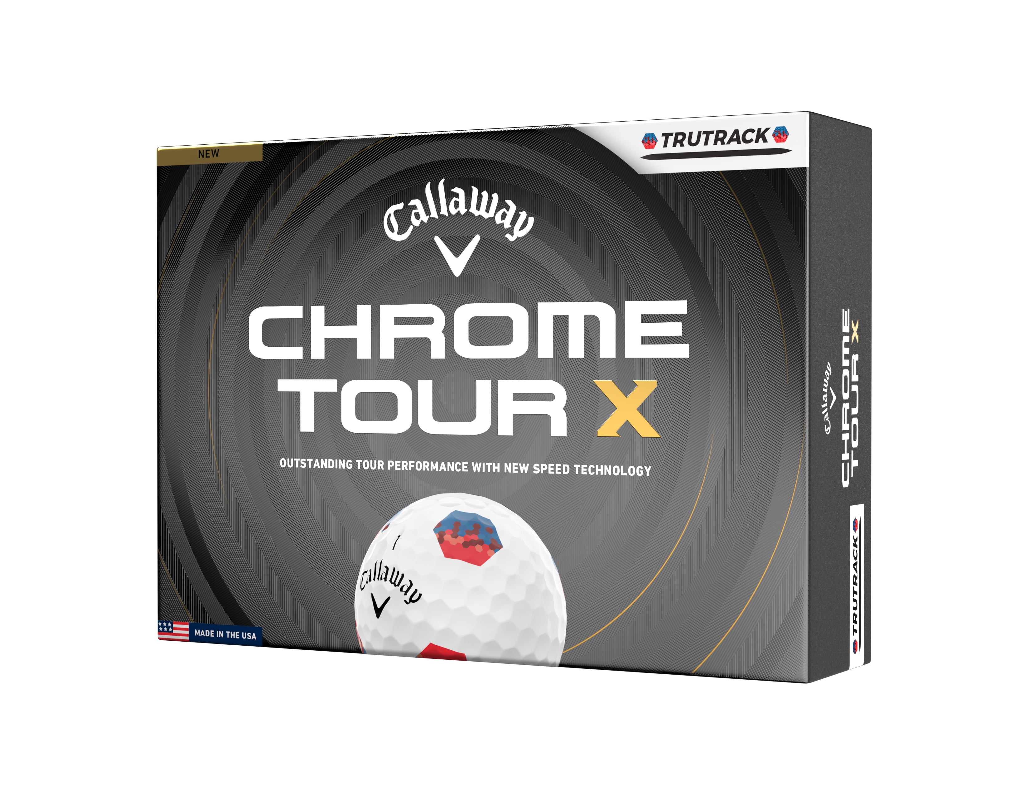 (4 pack) Callaway Golf Chrome Tour X 26 - Blue/Red TruTrack 12 Ball Pack