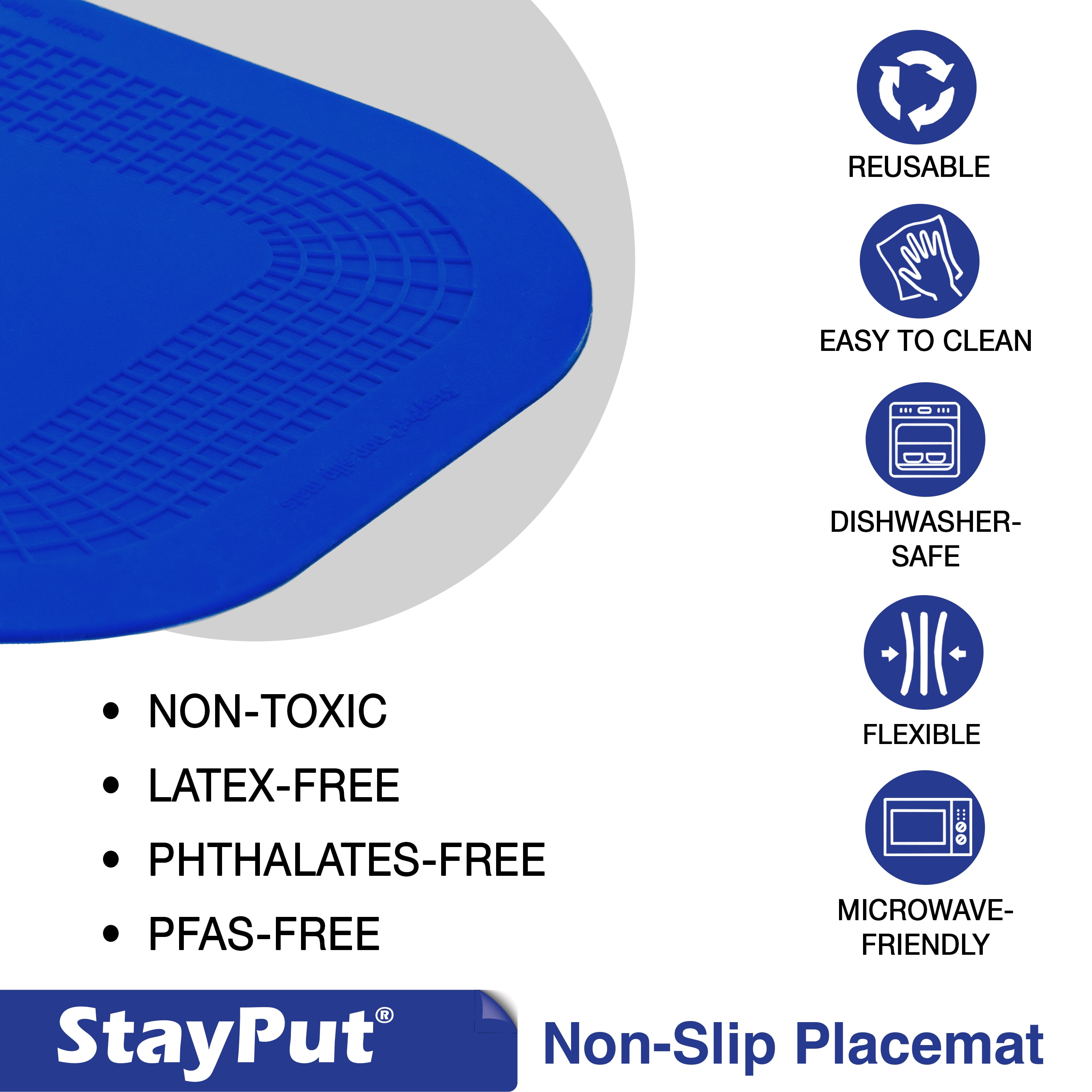 Stayput non-slip placemat, rectangular pad, 7.25'' x 10'', red