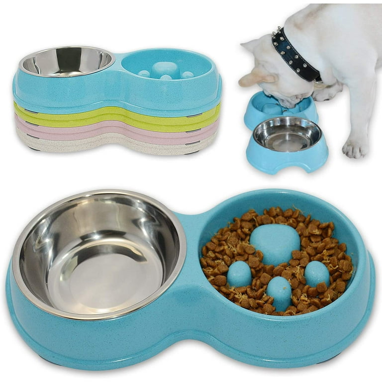 Nordmiex Ceramic Dog Bowl Set Dog Food and Water Bowls with Stand  13.5oz/385ml, Pink 