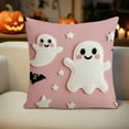 thumbnail image 4 of AuroraX Pink Throw Pillow Covers Halloween Ghost Decorative 18x18 Inch Pillow Covers Pumpkin Hypoallergenic Minimalist Indoor Cushion Cover Livingroom,Room Decor, 4 of 6