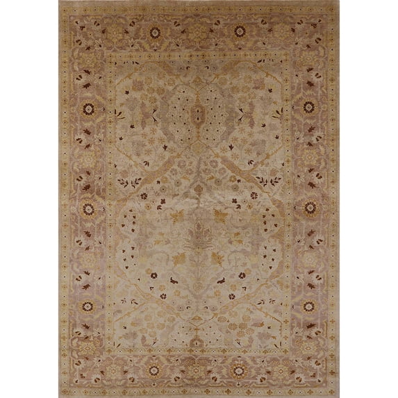 Ahgly Company Machine Washable Indoor Rectangle Industrial Modern Light Brown Area Rugs, 7' x 10'