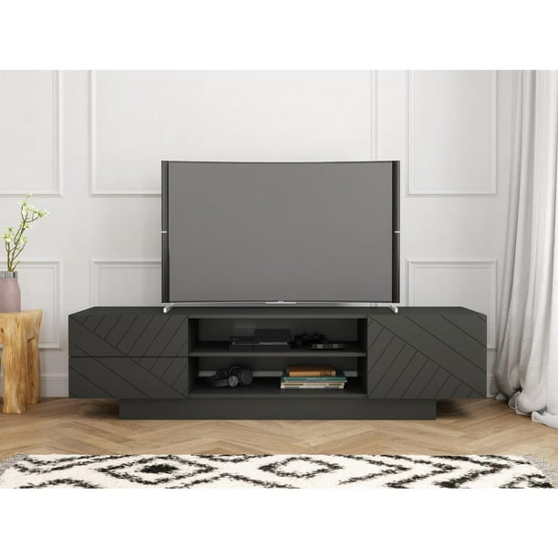 Nexera Galleri 72inch TV Stand, Charcoal Grey