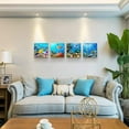 thumbnail image 2 of Bathroom Wall Decor Canvas wall art for living room Coral and Fish Modern Home Decor 4 Panels Stretched and Framed Ready to Hang blue Ocean Theme Sea Fish and sea Turtles undersea world Canvas Prints, 2 of 6