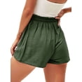 thumbnail image 3 of Casual Cotton Linen Shorts for Women Drawstring Elastic Waist Short Hot Pants With Pockets Ladies Wide Leg Loungewear Short Pants, 3 of 5