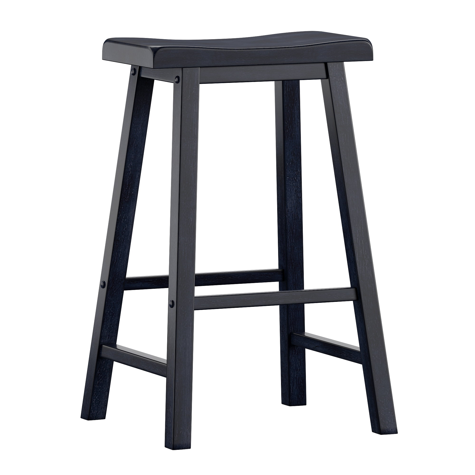 Weston Home Ashby Saddle Seat Backless Wood Bar Stools, Set of 2, Antique Denim