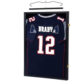 Afoxsos 23 in. W x 31 in. H Matte Black Jersey Display Case Jersey Shadow Box Picture Frame for Sports Shirt