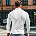 thumbnail image 5 of WTOBBY Men's Casual Long Sleeve Polo Shirt with Loose Lapel Collar, Ribbed Texture, and Relaxed Fit for Everyday Comfort Wear Breathable Top ,White 2XL, 5 of 8