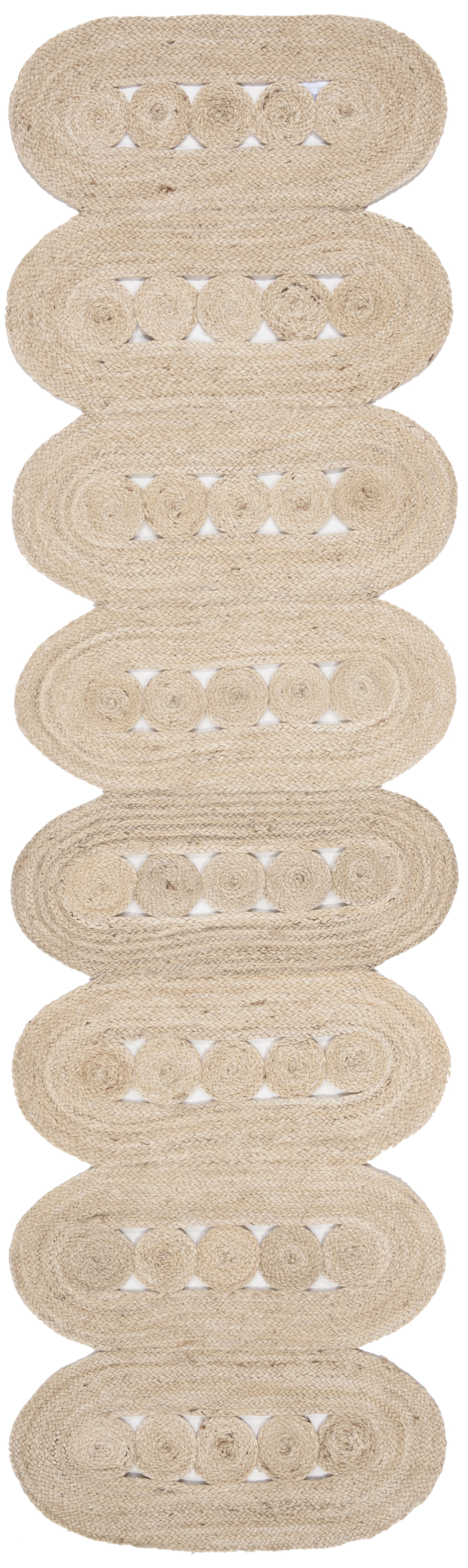 SAFAVIEH Natural Fiber Kaelee Braided Geometric Jute Runner Rug, Ivory, 2'6" x 8'