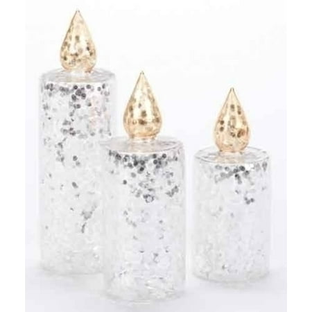 set of 3 silver glitter sequined glass christmas pillar set of 3 silver glitter sequined glass christmas pillar