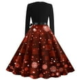 thumbnail image 4 of Womens Christmas Dress 2024 Plus Size Cute Glitter Xmas Tree Print Dresses Long Sleeve V Neck Party Dress Holiday Snowflake Cocktail Swing Dress, 4 of 4