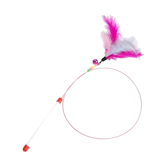 Billuyoard Juguete interactivo para gatos de 90cm, juguetes de plumas con campana, alambre de acero, barra de juego ligera, palo de teaser para Juguetes para gatos