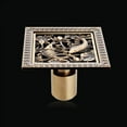thumbnail image 6 of Vintage Thick Square Toilet Kitchen for Hotel Home Fish Lotus Pattern Grate Drain Floor Drain Waste Strainer Cover Strainer 3, 6 of 8