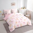 thumbnail image 2 of Castle Fairy Cute Ribbon Dreamy Bow King Bedding 7pcs,Kawaii Animal Bear King Bed in a Bag,Pink Cream,Pink Reversible, 2 of 7