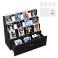 thumbnail image 1 of Trading Card Display, 3-Tier Trading Card Storage with Custom Drawer, Wood Graded Card Display with Card Supporters and Dividers, Sports Card Display Case for Card Game Collection (Black), 1 of 7