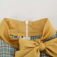 thumbnail image 4 of Fankiway Robe Rétro à Carreaux Imprimée pour Femmes, Robe de Cocktail à Manches Mi-Longues avec Nœud, Robes Extensibles Grande Taille pour Femmes Rondes, Robes de Printemps pour Femmes 3432, 4 of 9