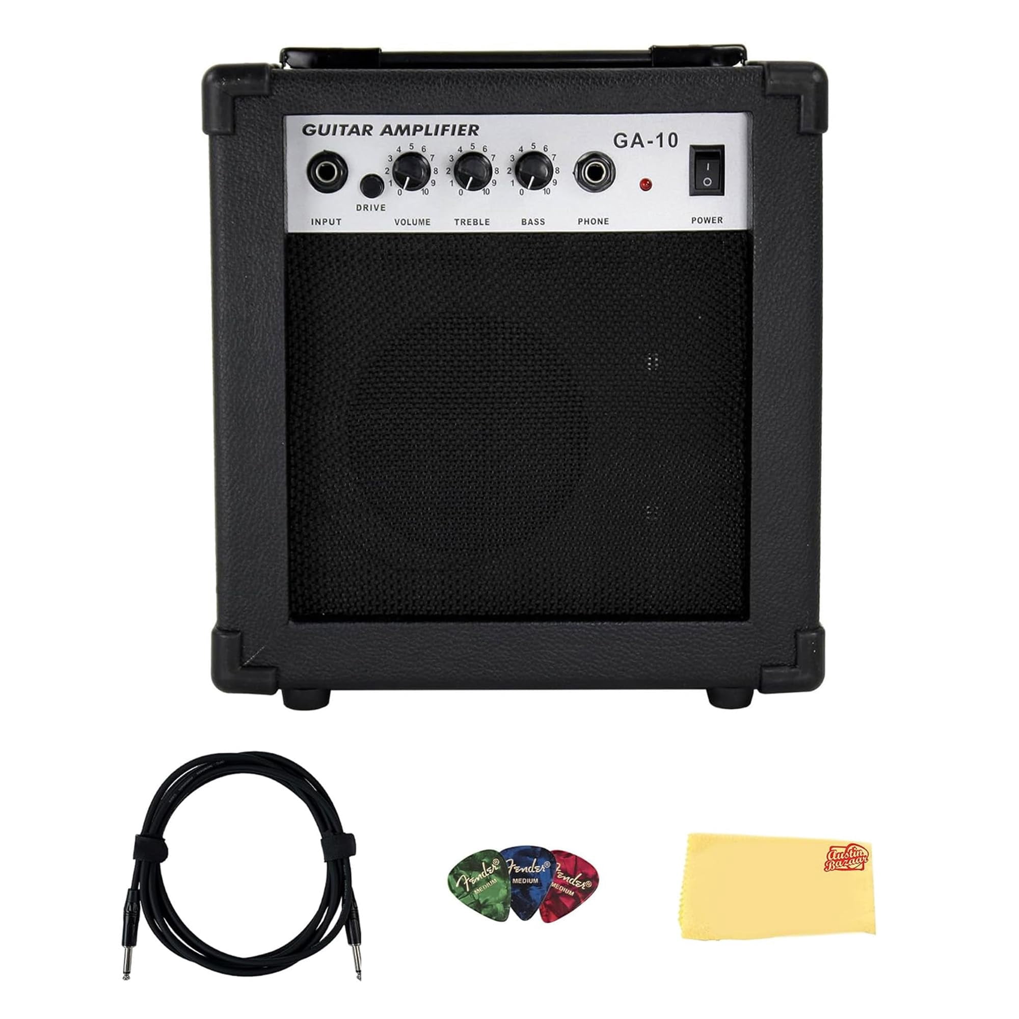 Gearlux GA10 10-Watt Electric Guitar Amplifier - Black w/ Instrument Cable