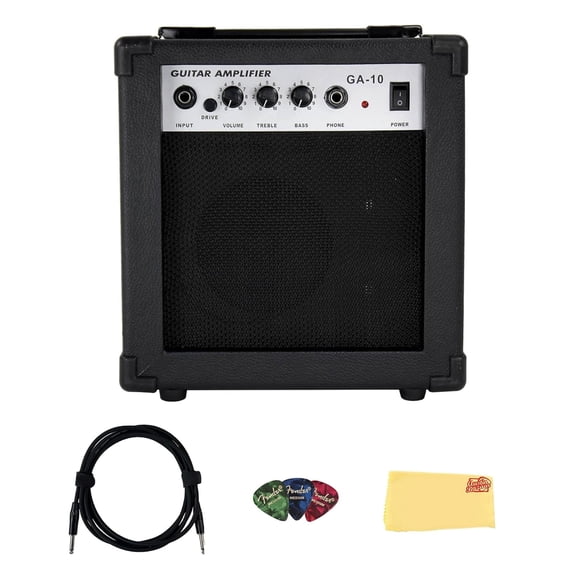 Gearlux GA10 10-Watt Electric Guitar Amplifier - Black w/ Instrument Cable