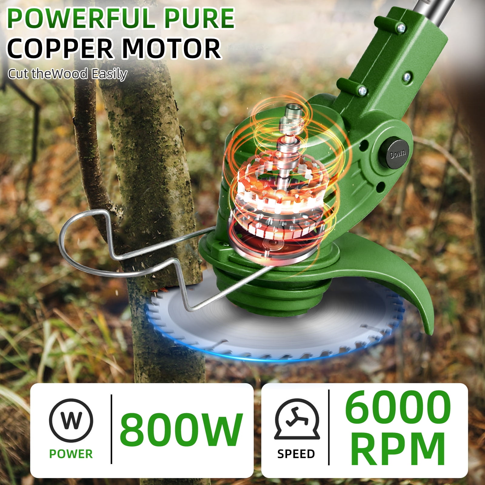 KingFurt  3-in-1 Wheel Edger Mini-Mower, Battery Powered Weed Wacker,Cordless lawn mower for yards