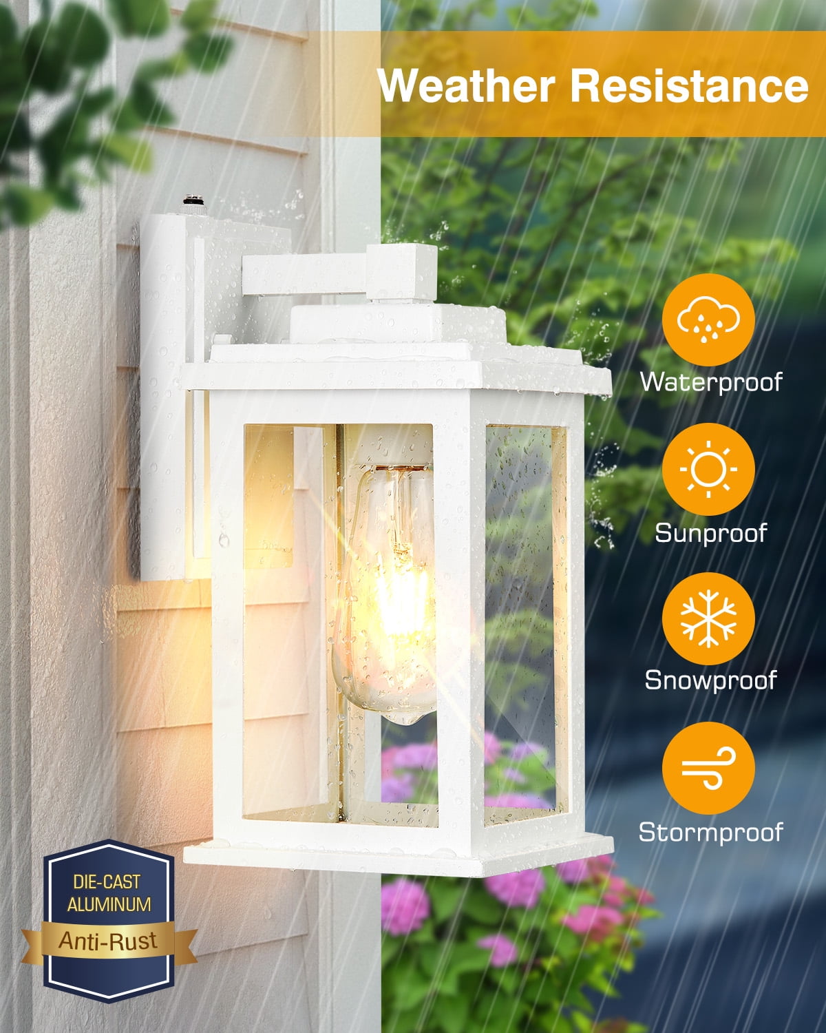 VIANIS White Outdoor Wall Lights, 2 Pack Dusk to Dawn Exterior Lighting Fixtures, Modern Outside Lights for hHouse,Porch, Garage, Doorway Waterproof, Weather Resistant