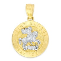 14K Solid Gold Saint George Pendant - Religious Medal for Protection and Strength, Catholic Jewelry Gift