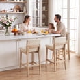 thumbnail image 5 of Zesthouse 25.8" Modern Bar Stools Set of 2, Wooden Counter Height Barstools with Back, Upholstered Linen Counter Stools with Distressed Solid Wood Legs for Kitchen Island, Beige, 5 of 11