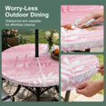 thumbnail image 5 of Round Outdoor Tablecloth with Umbrella Hole and Zipper, Vintage Blush Pink Tablecloth with Elastic Waterproof, Farmhouse Florals Leaf Coastal Home Patio Table Covers for 55" - 60" Picnic Pool Tables, 5 of 9