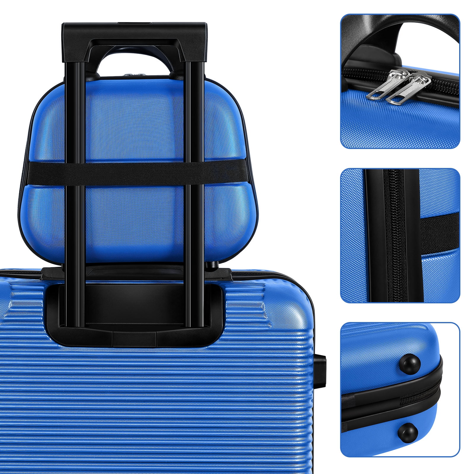 Horizontal Stripe Luggage Travel 5-Piece Set Blue