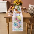 thumbnail image 2 of Easter Table Runner 72 Inches, Spring Watercolor Bunny Eggs Flowers Pink Plaid Bed Runner Dresser Scarves Tabletop for Indoor Outdoor Parties/Ceremony/Banquet, 16" x 72", 2 of 8