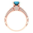 thumbnail image 4 of 1.99 ct Brilliant Round Cut Turquoise 18K Rose Gold Solitaire with Accents Engagement Bridal Wedding Ring Band Set size 3.5, 4 of 7