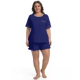 thumbnail image 5 of Cueply Women’s Plus Size Pajama Set Short Sleeve Top & Ruffle Shorts 2-Piece Sleepwear Soft Stretchy Loungewear with Elastic Waist, 5 of 7