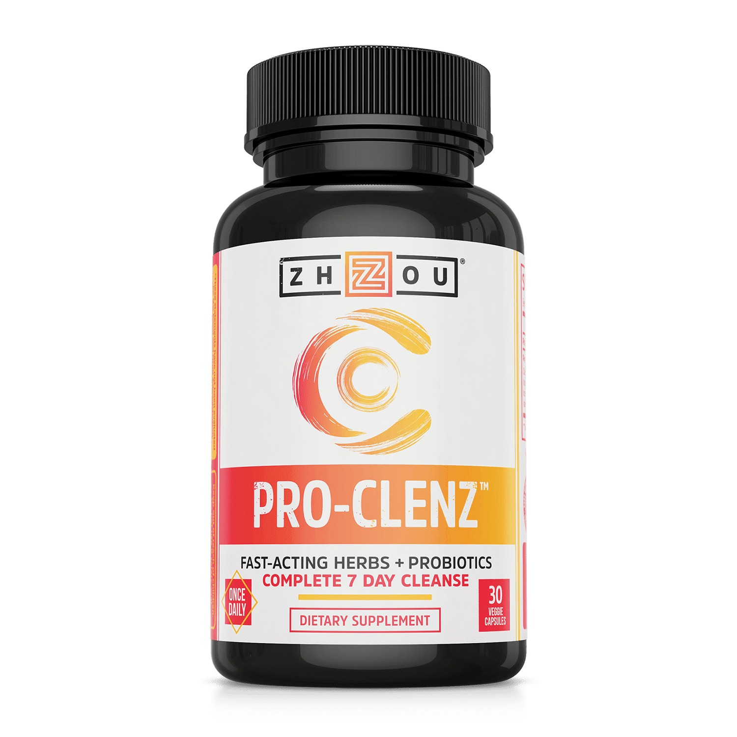 Fast-Acting Herbs and Probiotic, 7 Day Cleanse and Detox, 30 Ct, Pro-Clenz by Zhou Nutrition