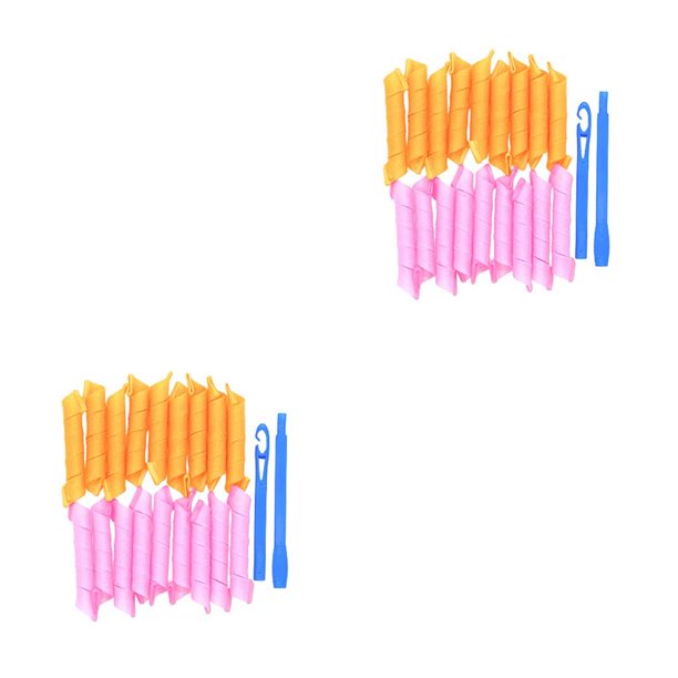 Vogacara 18 Uds. De rizadores de pelo, rizos en sin calor, Kit de estilismo DIY, rosa y naranja 2piezas rosa naranja