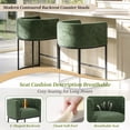 thumbnail image 3 of ClinQ Counter Height Bar Stool Set of 4, 26 in Fabric Upholstered Seat, Metal Legs for Indoor Dining Room and Kitchen Island, Green, 3 of 5
