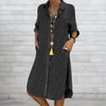 thumbnail image 5 of Vestido Vestido con botones para mujer, elegante vestido de blusa desgastada de mezclilla, vestido camisero de verano Ygjytge Negro T 24 para Mujer, 5 of 5