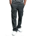 thumbnail image 3 of Cargo Sweatpants for Men Open Bottom Baggy Sweatpants Cozy Straight Leg Sweat Pants with Pockets Hiking Casual Athletic Pants Dark Gray XL, 3 of 8