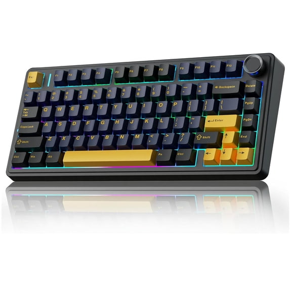 Restored AULA F75 75% Wireless Mechanical Keyboard, Hot Swappable Creamy Keyboard, Pre-lubed Greywood Switches RGB Backlit Gaming Keyboards, 2.4GHz/Type-C/BT5.0