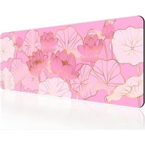 Big Mouse Pad (31.5X11.78 in), Non-Slip Natural Rubber Base Large Mouse pad for Desk, Comfortable Lycra Cloth Extended Mouse Pad for Keyboard, Mouse and Desktop, Pink Lotus