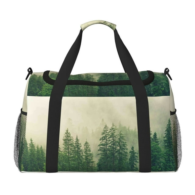 Vsdgher Sac de Voyage Unisexe Motif Forêt de Brouillard, Sac de Voyage Pliable Essentiels de Voyage Sac de Sport de Gym, Sac de Voyage de Nuit avec Sangle Réglable