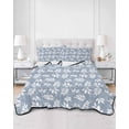 thumbnail image 3 of Quilts Twin Size, Light Blue White Leaves Soft Comforter Bedding Set for Bed, Spring Pastoral Rustic Botanical Lightweight Quilted Bedspread with Pillow Cover(2 Pieces) for All Season, 68x86 Inch, 3 of 6