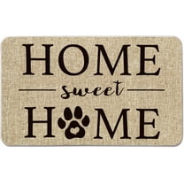 Home Sweet Home Cute Dog Paw Footprints Plum Print Decorative Doormat, Pet Dog Cat Low-Profile Floor Mat Switch Mat for Indoor Outdoor 17 x 29 Inch