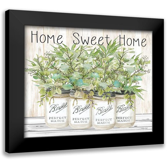 Jacobs, Cindy 14x12 Black Modern Framed Museum Art Print Titled - Home Sweet Home Ball Jars
