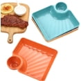 thumbnail image 3 of 4 platos para dumplings, de plástico con platillo para mojar, con compartimento para salsas, para fiestas, sushi, dumplings y aperitivos (4 colores), 3 of 6