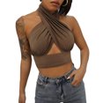 thumbnail image 2 of Baby Sweetie Women Summer Tank Tops, Cross Halter Neck Backless Close-Fitting Crop Tops for Street Party, 2 of 7