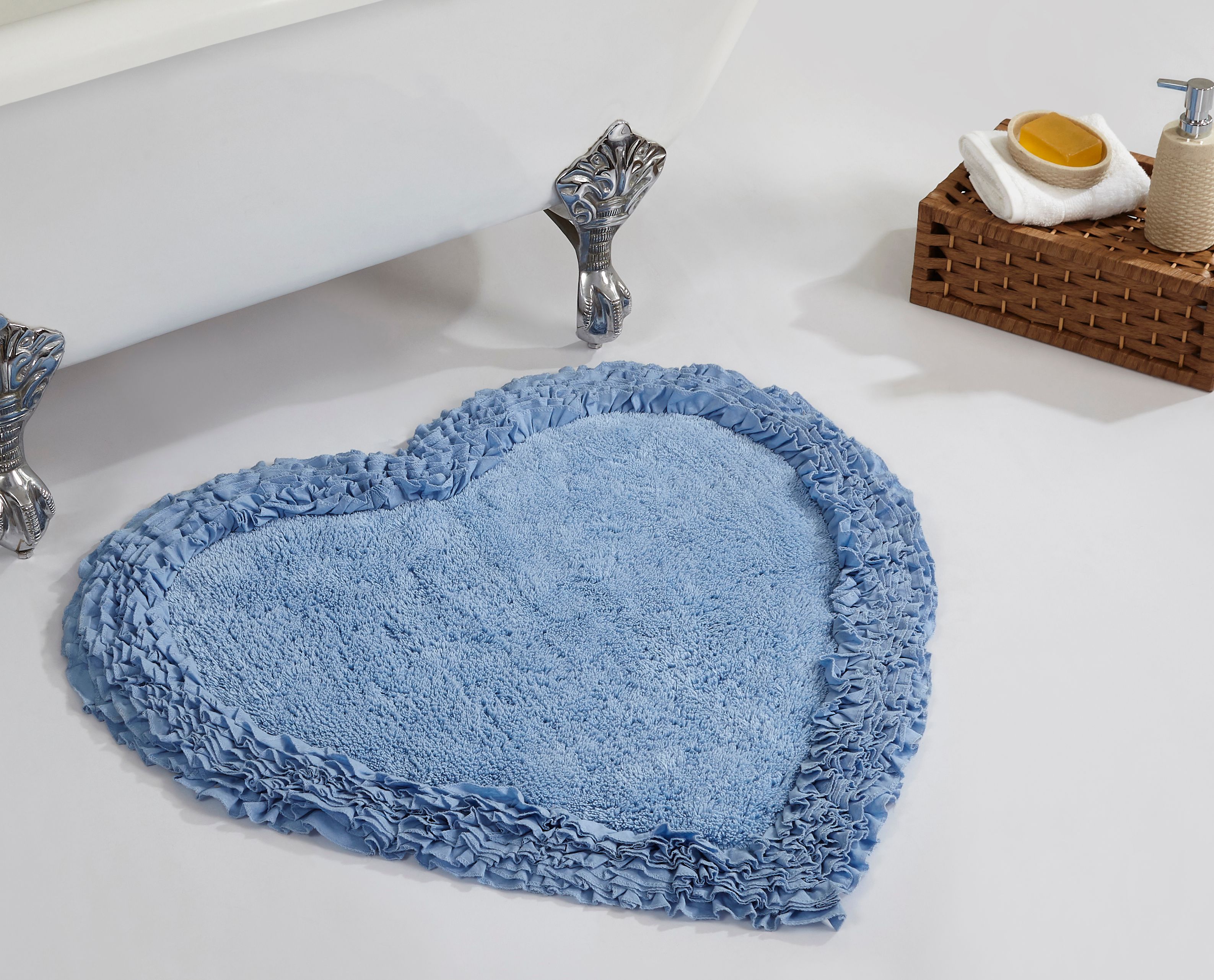 Shaggy Border Ruffle Rug 30 Heart Blue